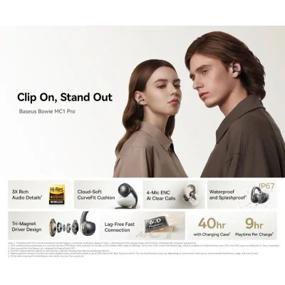 Baseus Bowie MC1 Pro Open-Ear True Wireless Earbuds - Galaxy Natural Titanium